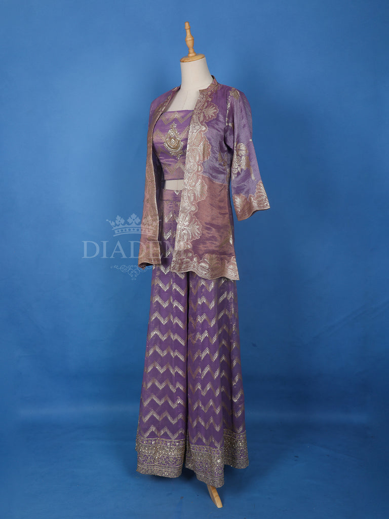 Lavender Banarasi Palazzo Suit