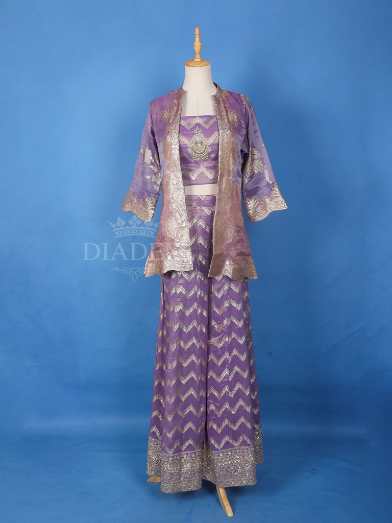 Lavender Chevron Designed Palazzo Suit