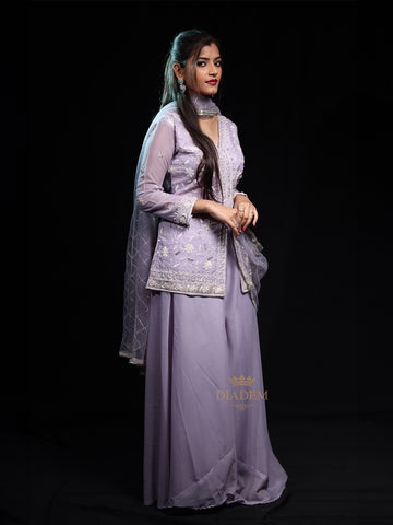 Party Wear Lavender Palazzo Suit