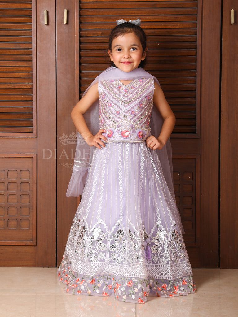 Lavender Floral Embroidered Lehenga