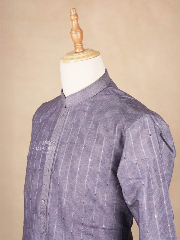 Lavender Kurta with Stripes and Pant