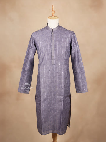 Stripes Embroidered Lavender Kurta Set with Pant