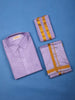 Lavender Plain Semi Silk Full-Sleeve Shirt with Matching Dhoti Set - Diadem