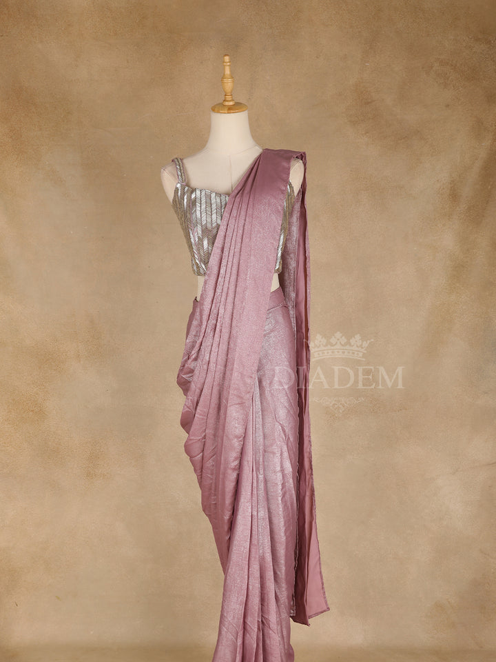 Lavender Ready to wear Saree with Solid Body, Paired with Designer blouse - Diadem