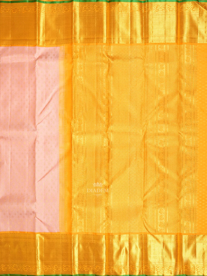 Leaf Designs Pale Pink Pure Kanchipuram Silk