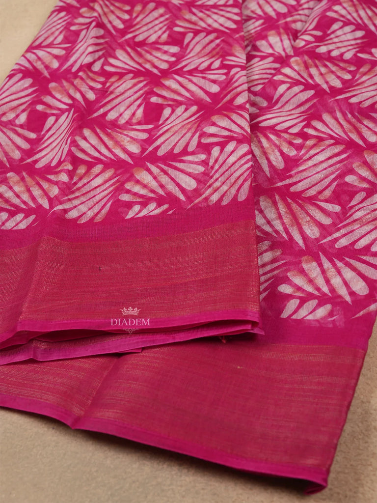 Leaf Motifs Pink Saree