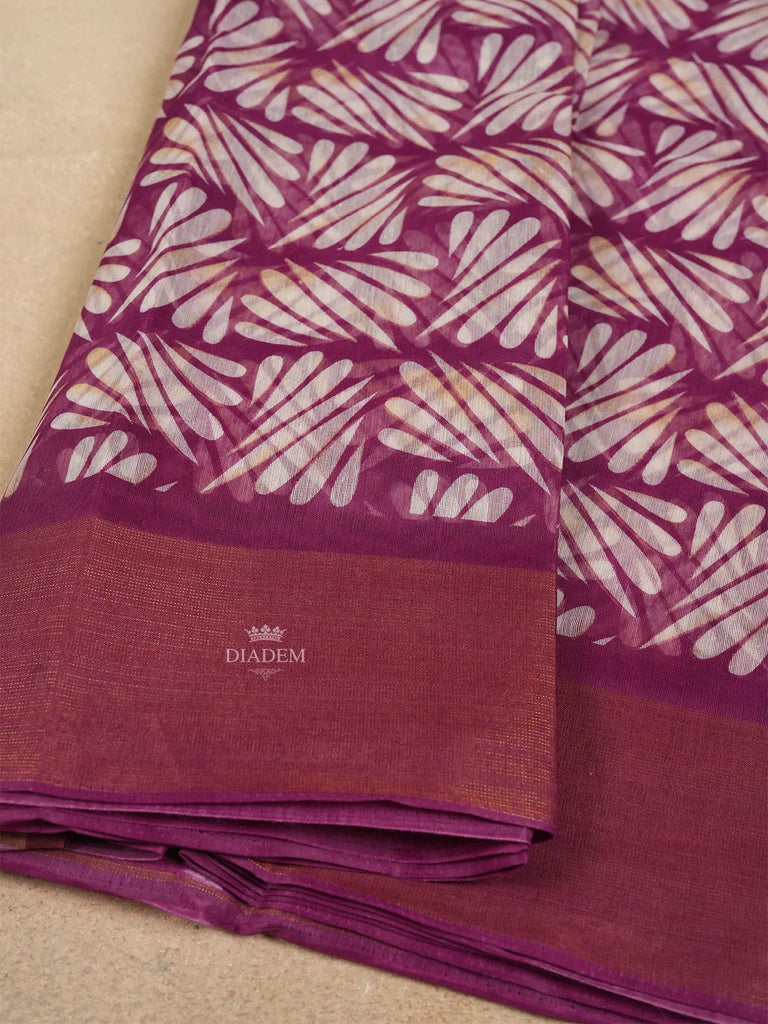 Leaf Patterns Dark Pink Saree