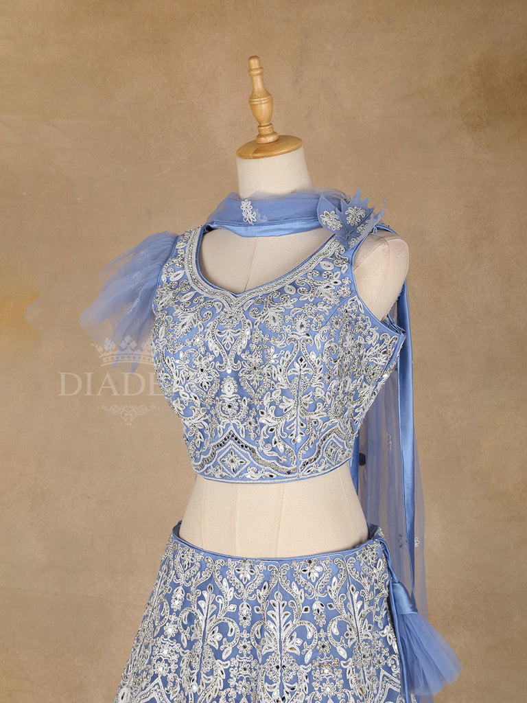 Lehenga with 3D Floral Embroidery