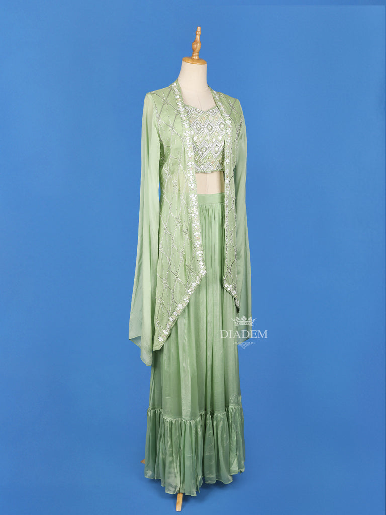 Mint Green Lehenga Overcoat