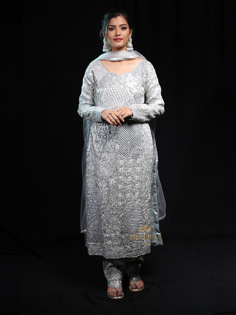 Light Blue Straight Cut Salwar Suit