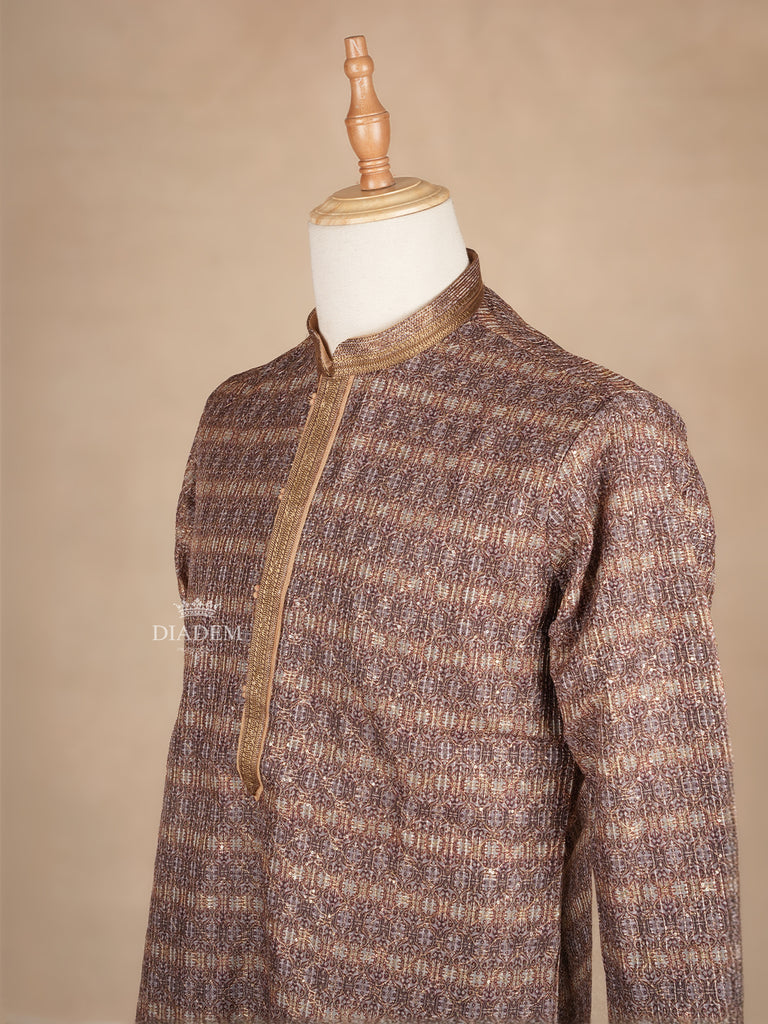 Light Brown Kurta with Sequin Embroidery