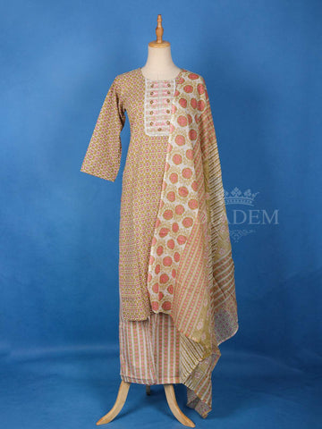 Light Brown Floral Printed Salwar Salwar Suit for Women - Diadem