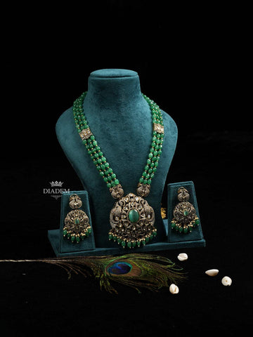 Light Green Emerald Majesty Necklace and Earrings Set - Diadem