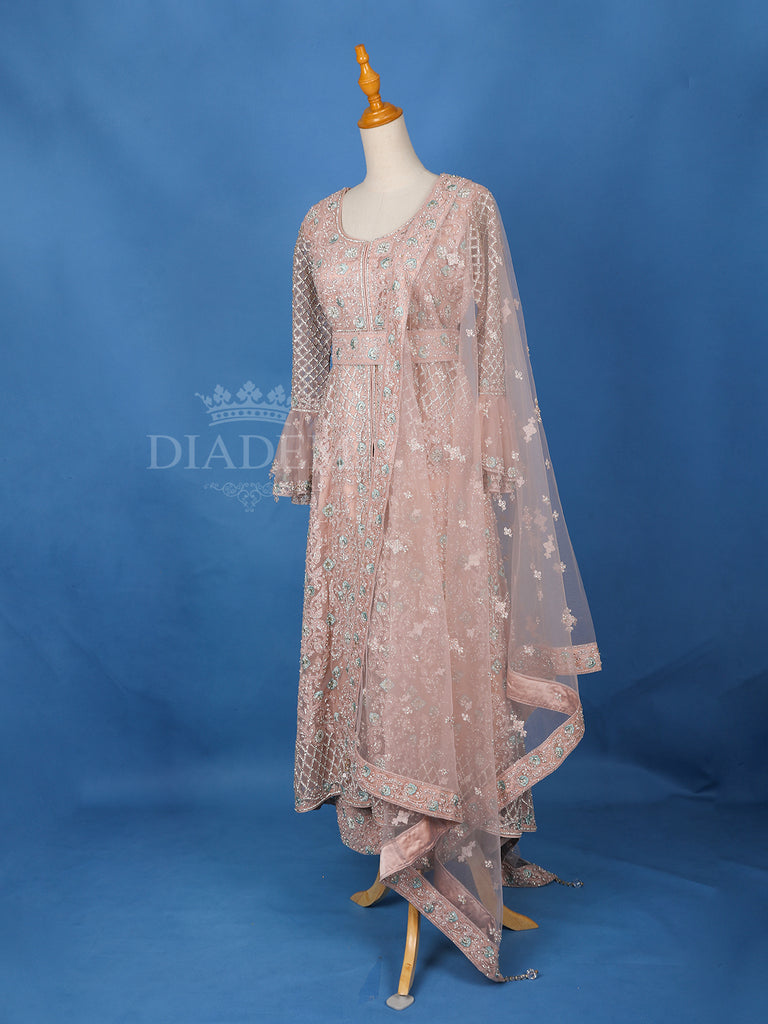 Beautiful Light Peach Anarkali Salwar Suit with Embroidery