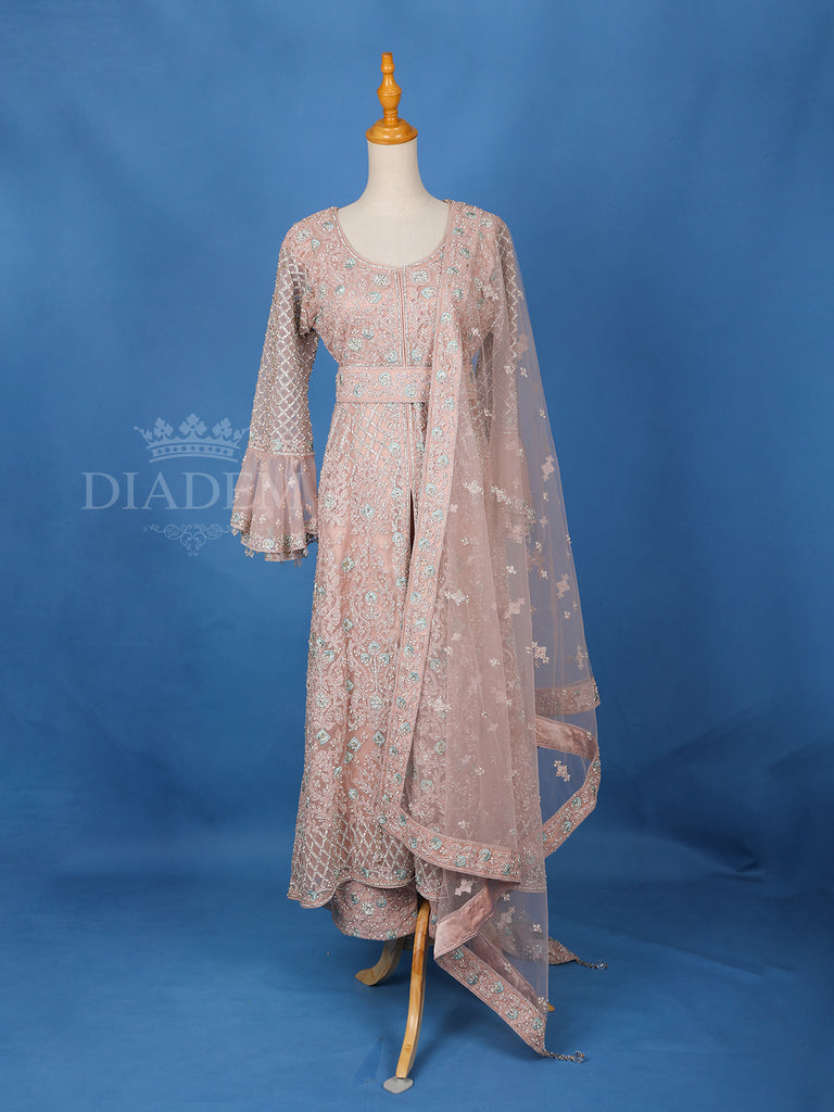 Light Peach Embroidered Anarkali Salwar Suit