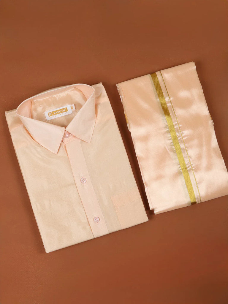 Light Peach Plain Semi Silk