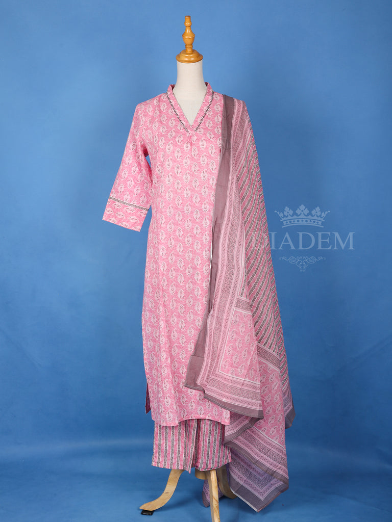 Light Pink Cotton Salwar Suit with Floral