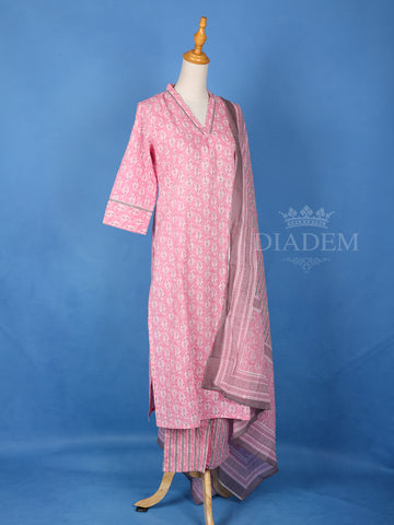 Light Pink Cotton Floral Printed Salwar Suit