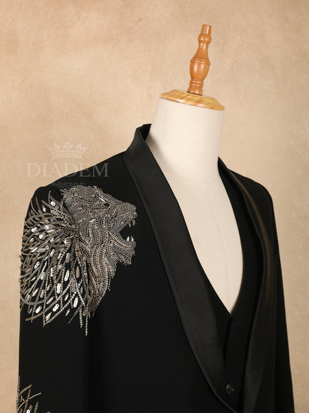 Lion Embroidery Coat Suit