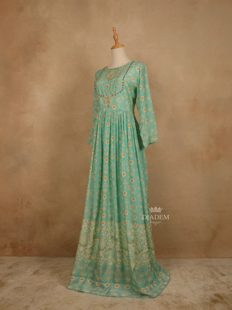 Long Kurti Top Teal Green Cotton