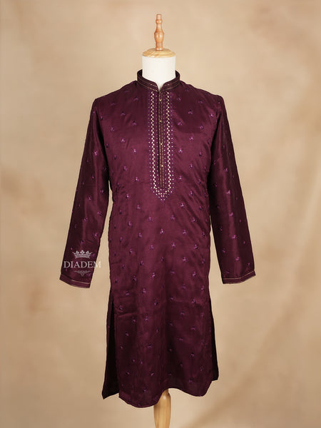 Floral Embroidered Maroon Kurta Set with Pant