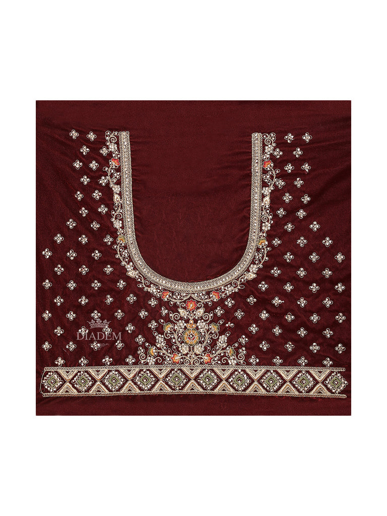 Maroon Lehenga With Net Dupatta And Floral