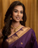 Purple Peacock Motifs Pure Kanchipuram Silk Saree - Diadem