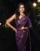 Purple Peacock Motifs Pure Kanchipuram Silk Saree - Diadem