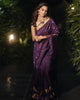 Purple Peacock Motifs Pure Kanchipuram Silk Saree - Diadem