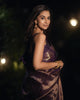 Purple Peacock Motifs Pure Kanchipuram Silk Saree - Diadem