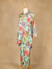Mint Green Salwar Suit Adorned with Printed Flower Design and with Collar and 3/4 Sleeve - Diadem