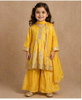 Yellow Floral Embroidered Tissue Silk Kids Sharara Suit with Dupatta
