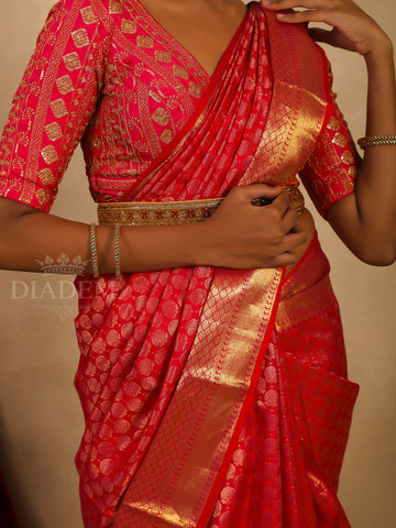 Pure Kanchipuram Silk Saree in Bright Red