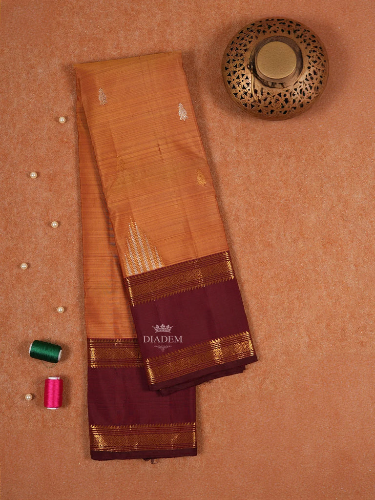 Mustard Orange Pure Kanchipuram Silk Saree