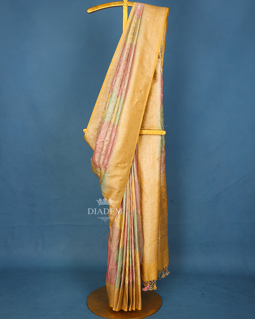 Mustard Yellow Floral Designed Banarasi