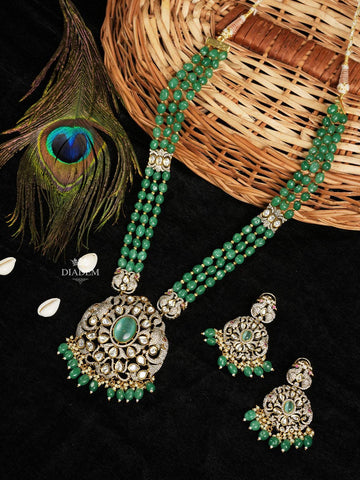 Light Green Emerald Majesty Necklace and Earrings Set - Diadem