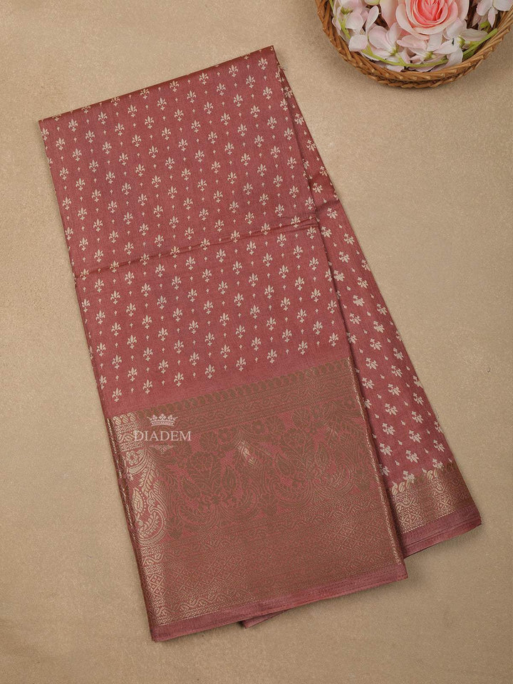 Onion Pink Floral Designed Chanderi Silk Saree - Diadem