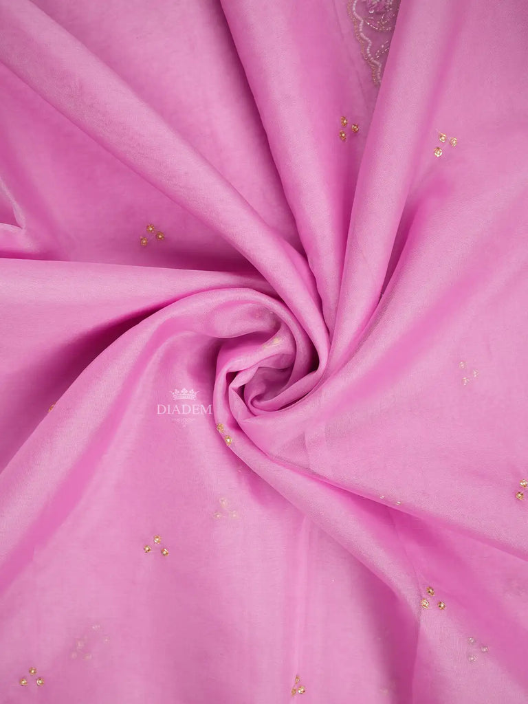 Onion Pink Organza Saree Embroidery