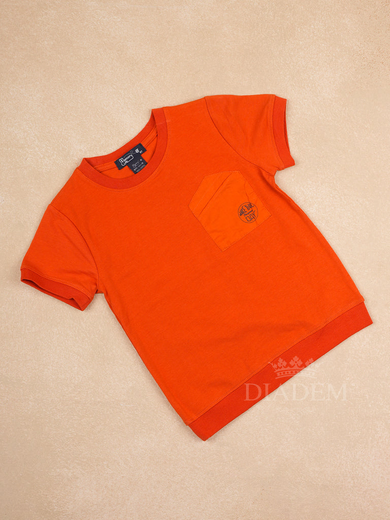 Orange Cotton Half Sleeve T-Shirt