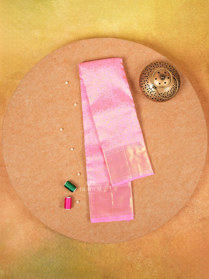 Pink Pure Kanchipuram Silk Saree with Floral Patterns on the Body and with Designed Border - Diadem