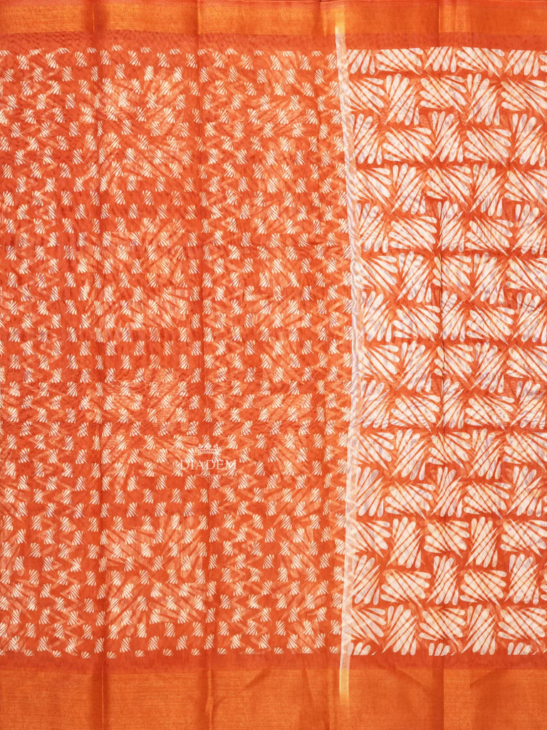 Matching Border Orange Linen Saree