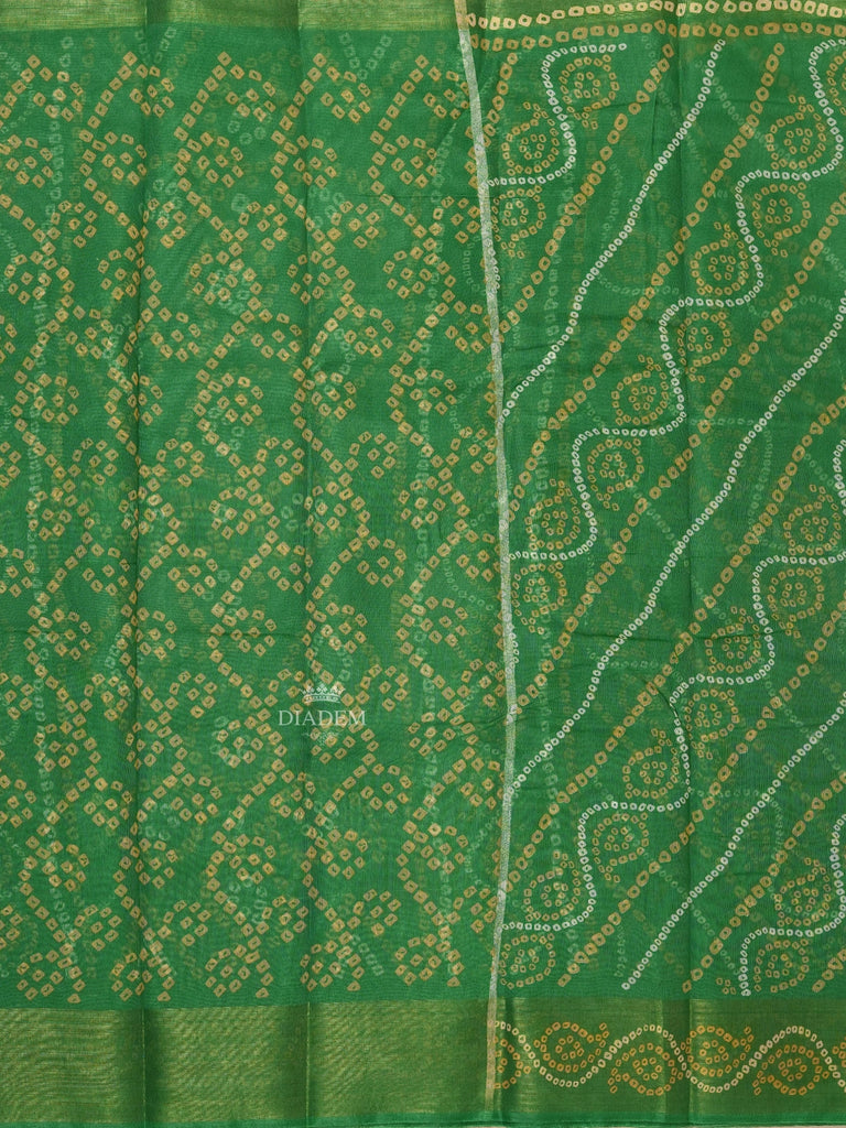 Paisley Motifs Green Linen Cotton Saree