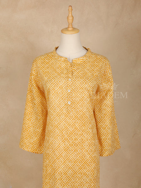 Paisley Printed Cotton Kurti Collar Neckline