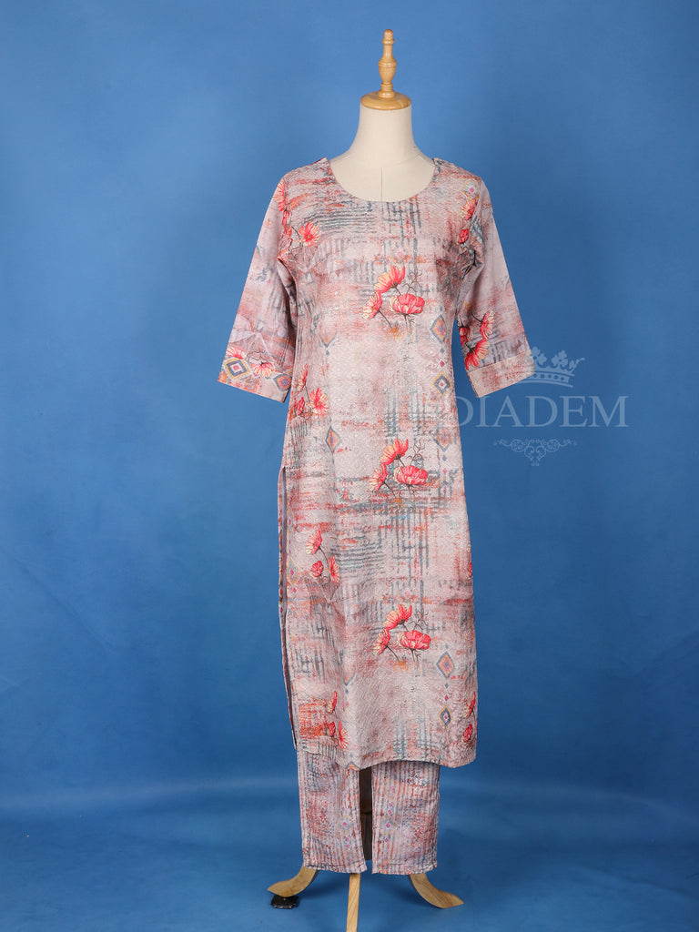 Pale Pink Cotton Salwar Suit with Floral Prints