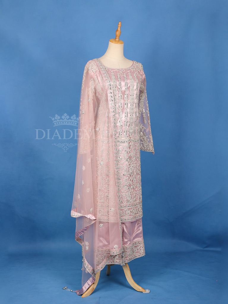 Pale Pink Mirror Embroidery Suit