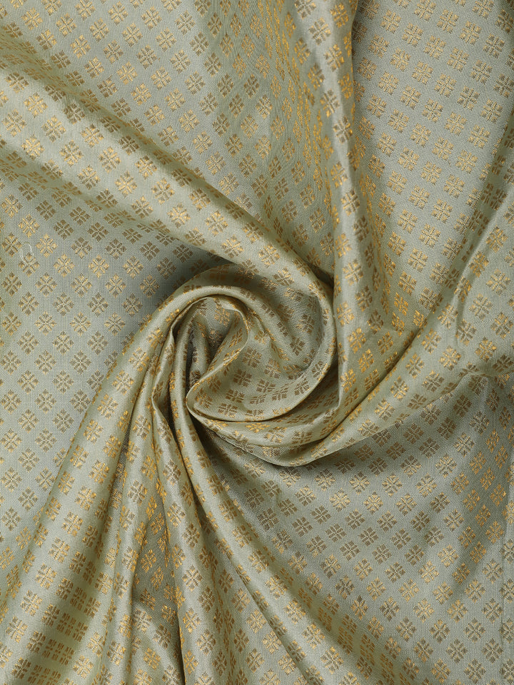 pale Green Floral Woven Pure Kanchipuram Silk Saree - Diadem