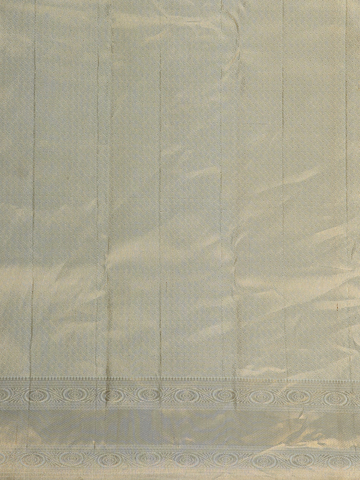 pale Green Floral Woven Pure Kanchipuram Silk Saree - Diadem