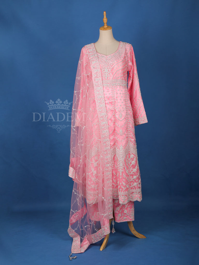 Pastel Pink Floral Embroidery Salwar