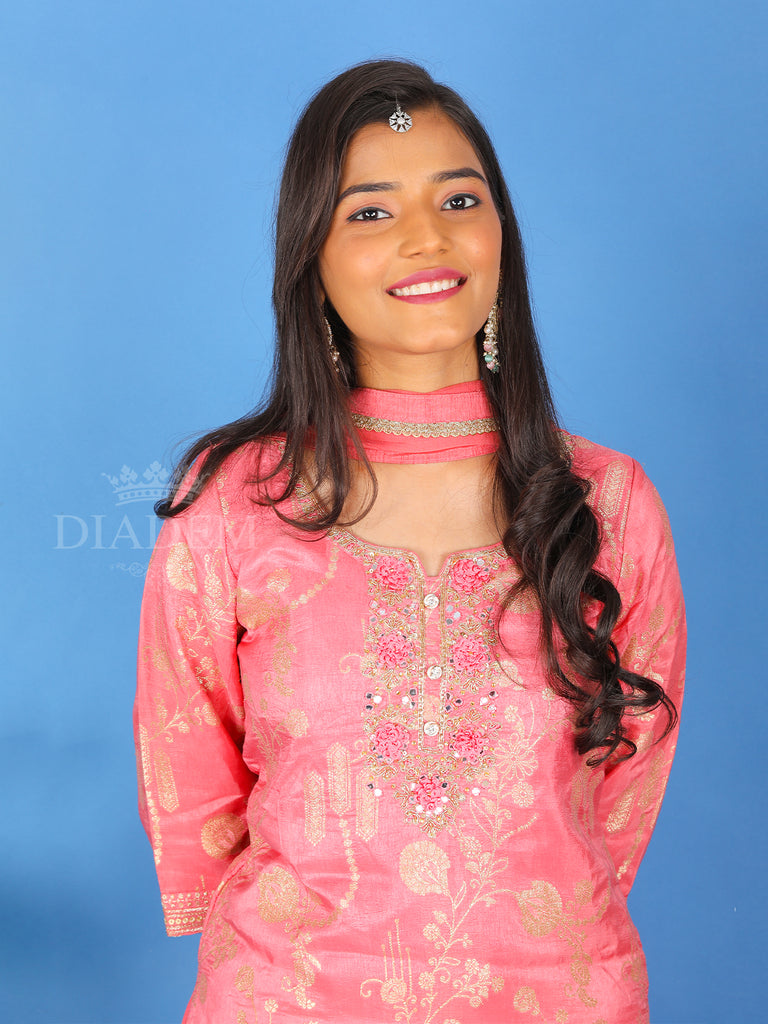 Floral Design Pastel Pink Sharara Suit