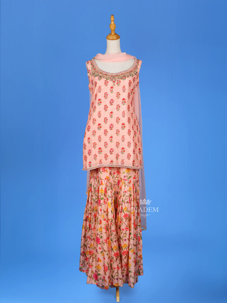 Peach Sharara Set